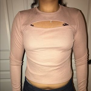 Divided Ribbed Tan Top
