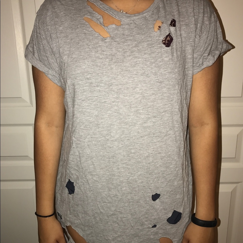 Distressed Grey T-Shirt Dress