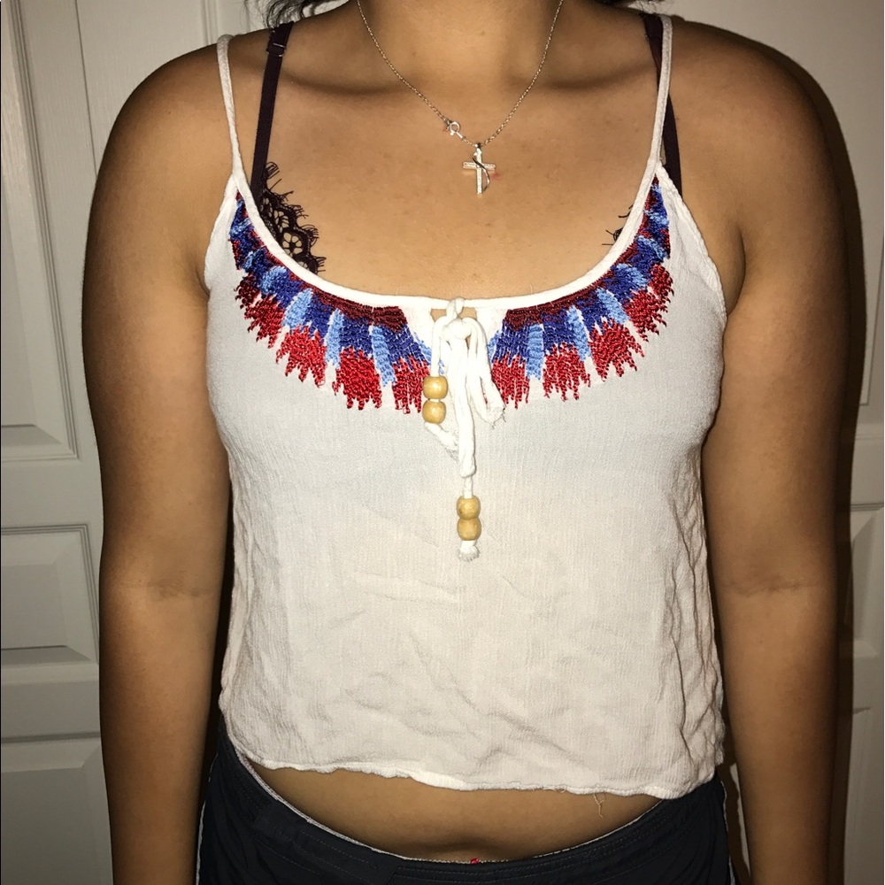 Stitched White Crop Top