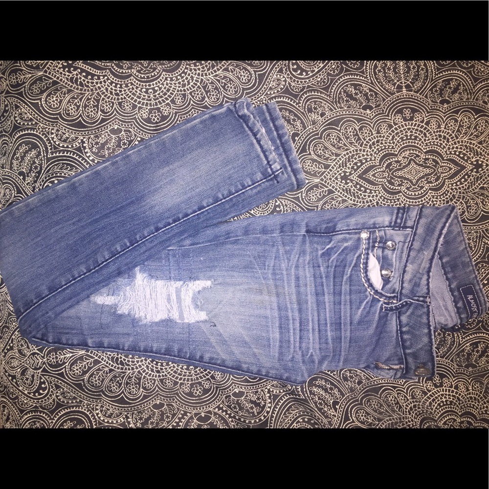 Ripped blue jeans
