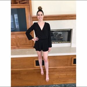 Black Long Sleeve Shorts Romper