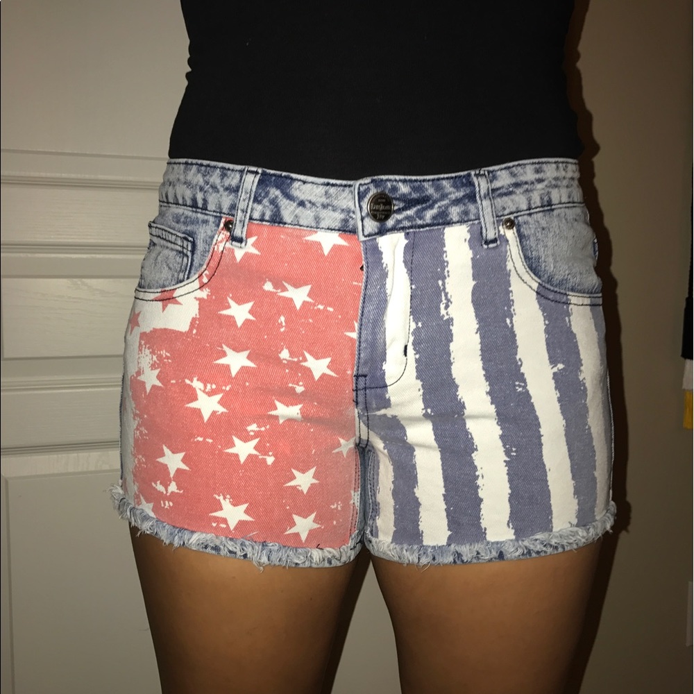 American Flag Demin Shorts