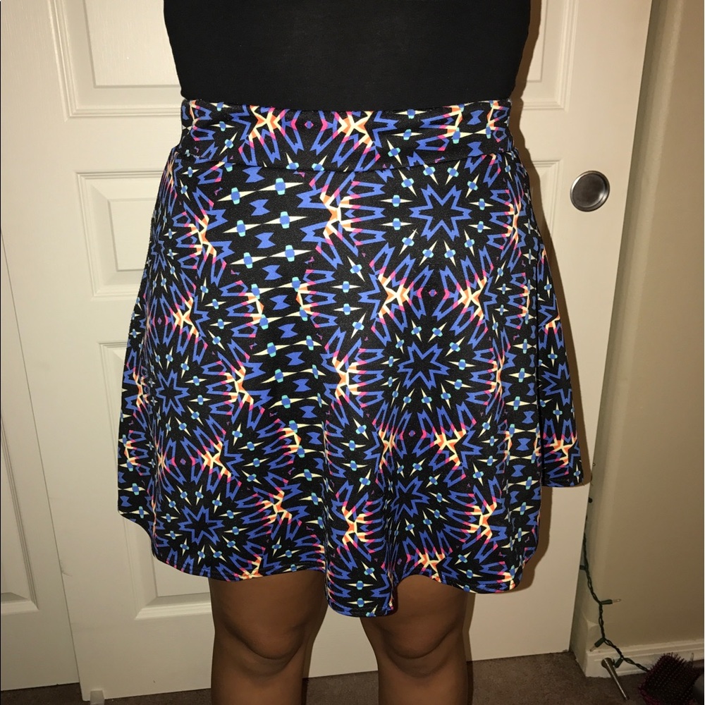 Charlotte Russe Printed Colorful Skater Skirt