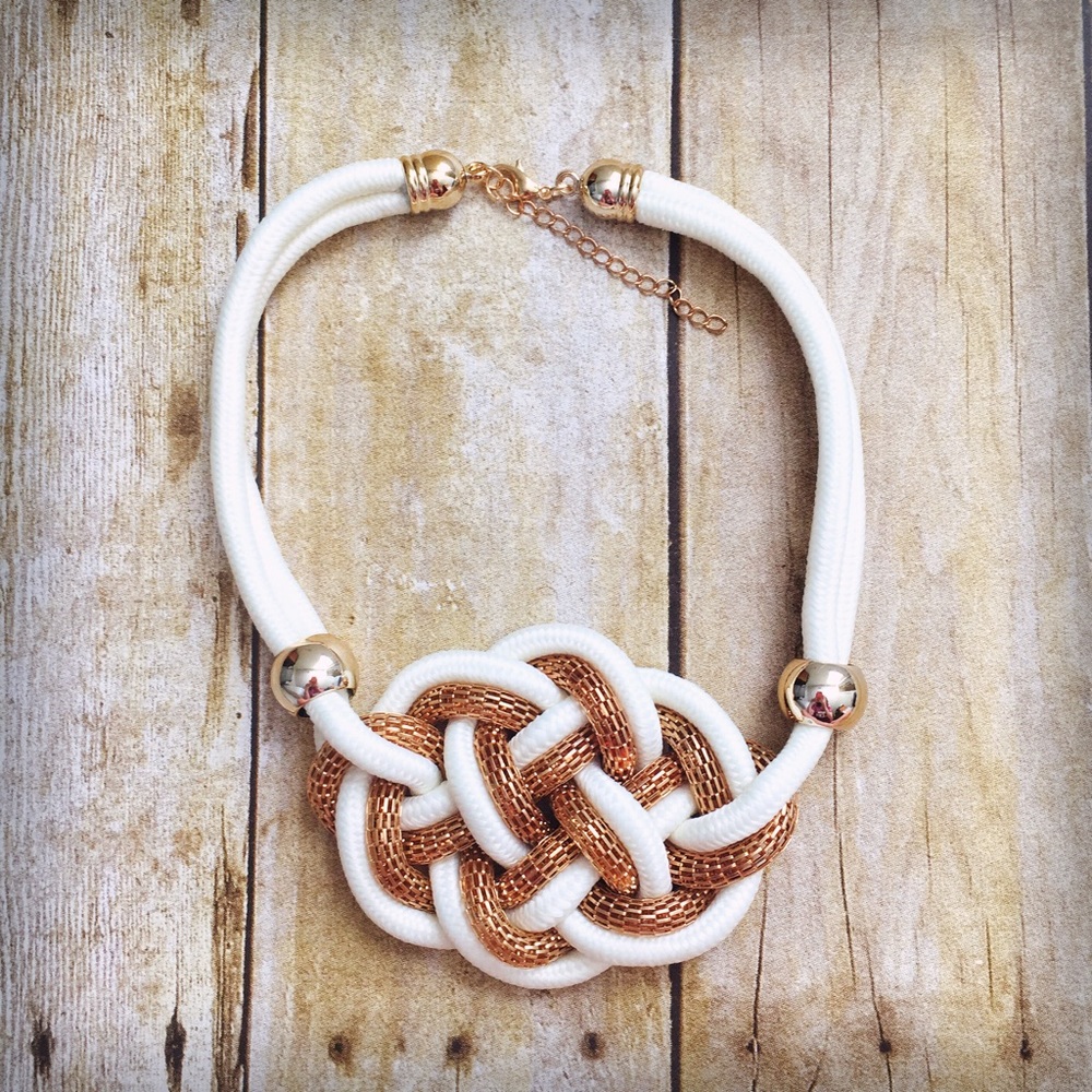 Ivory and Gold Knotted Necklace