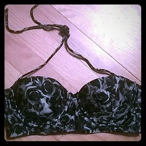 Stunning Blue Rose Swim Bandeau Top