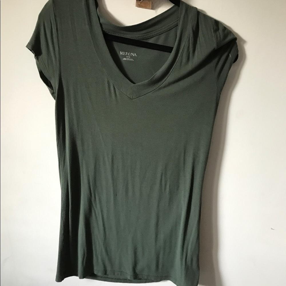 Green V neck shirt