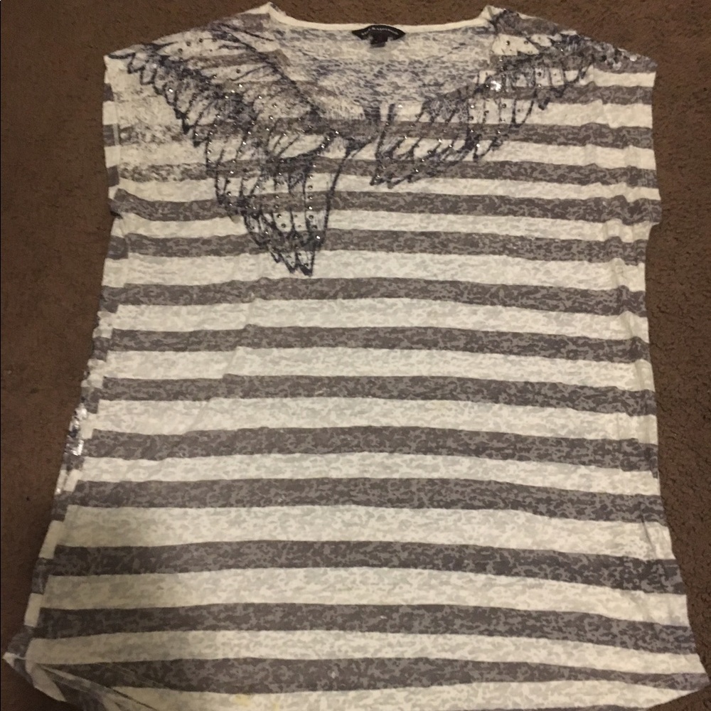 Angel winged shirt with metallic beading