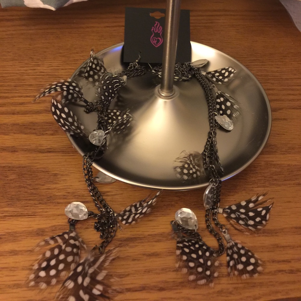 Torrid Feather & Rhinestone Earrings