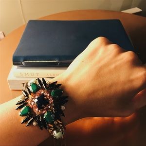 Chunky Jewel Bracelet with Double Chain NWOT