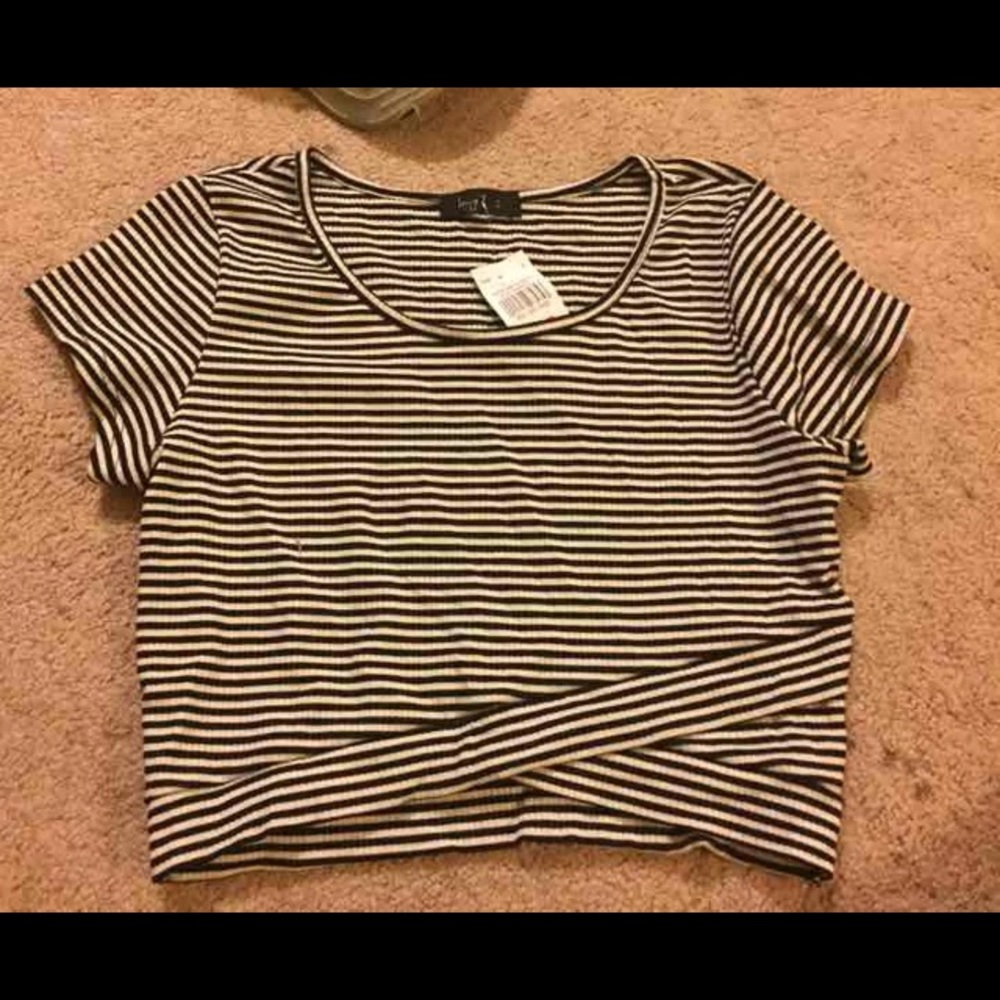 White & Black Crop Top