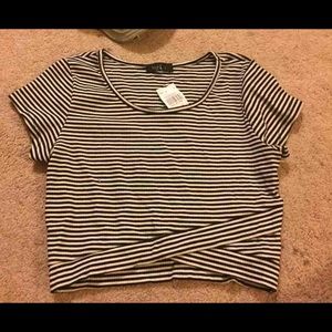White & Black Crop Top