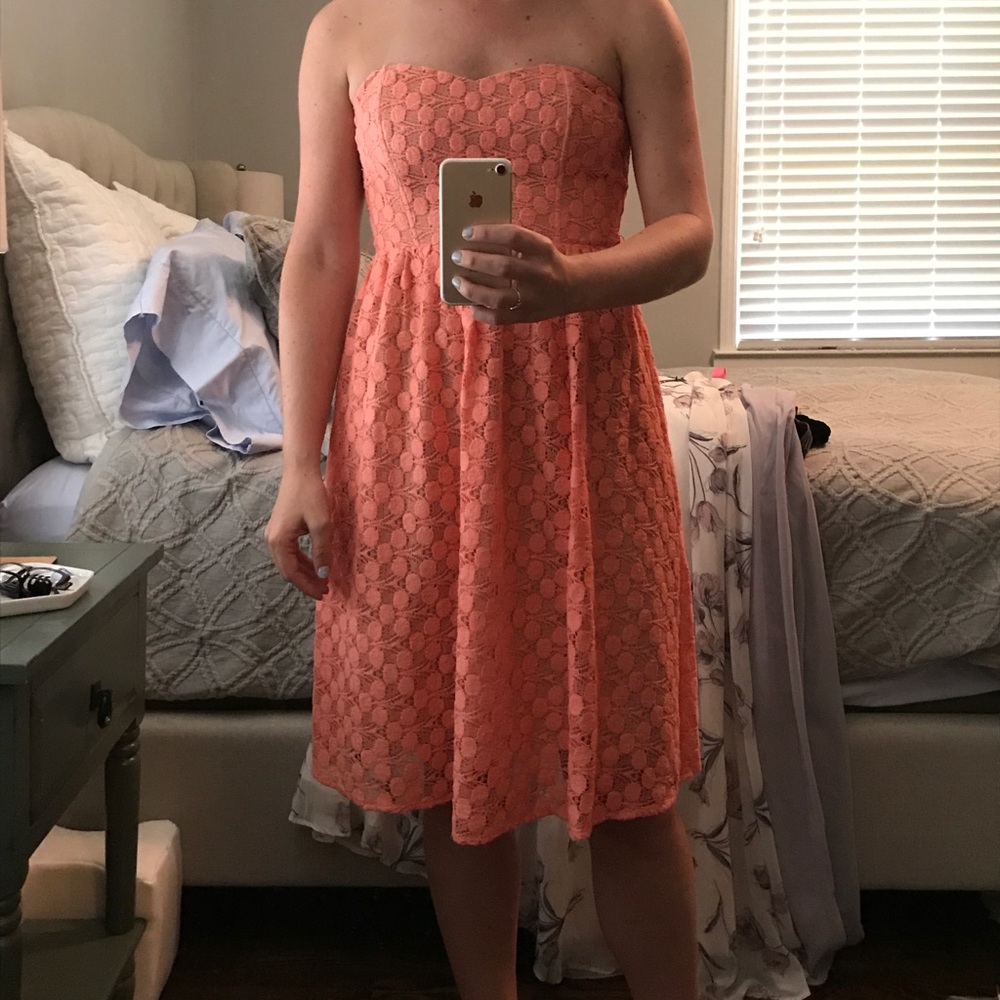 NWT Fab'rik Pink Lace Strapless Dress
