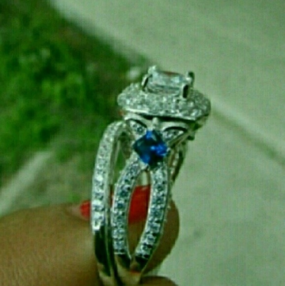 NWT Princess Cut Cz 925 Wedding Set Size 9 - Picture 2 of 4