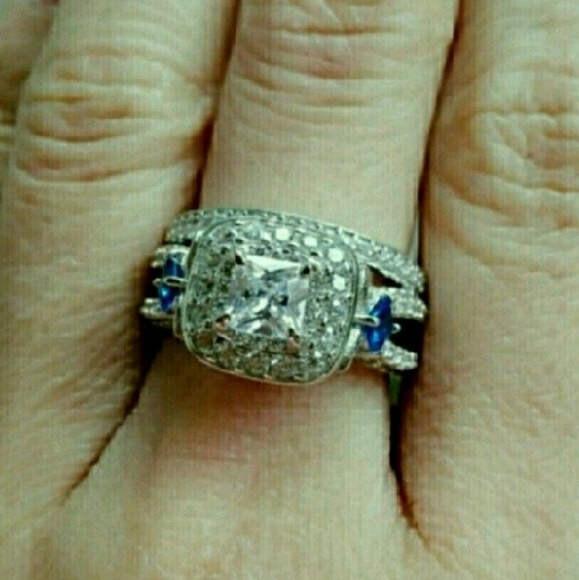 NWT Princess Cut Cz 925 Wedding Set Size 9 - Picture 4 of 4