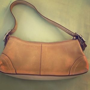 Tan coach over the shoulder bag