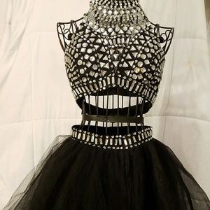 Beautiful diamond studded 2 piece homecoming dress
