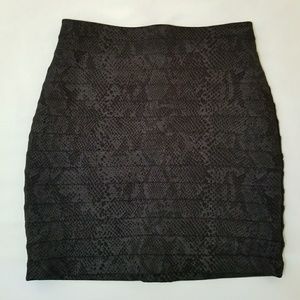 Express Black Stretch Snake Print Skirt