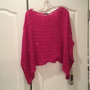Sioni M fuchsia asymmetrical top w/sparkle NWT