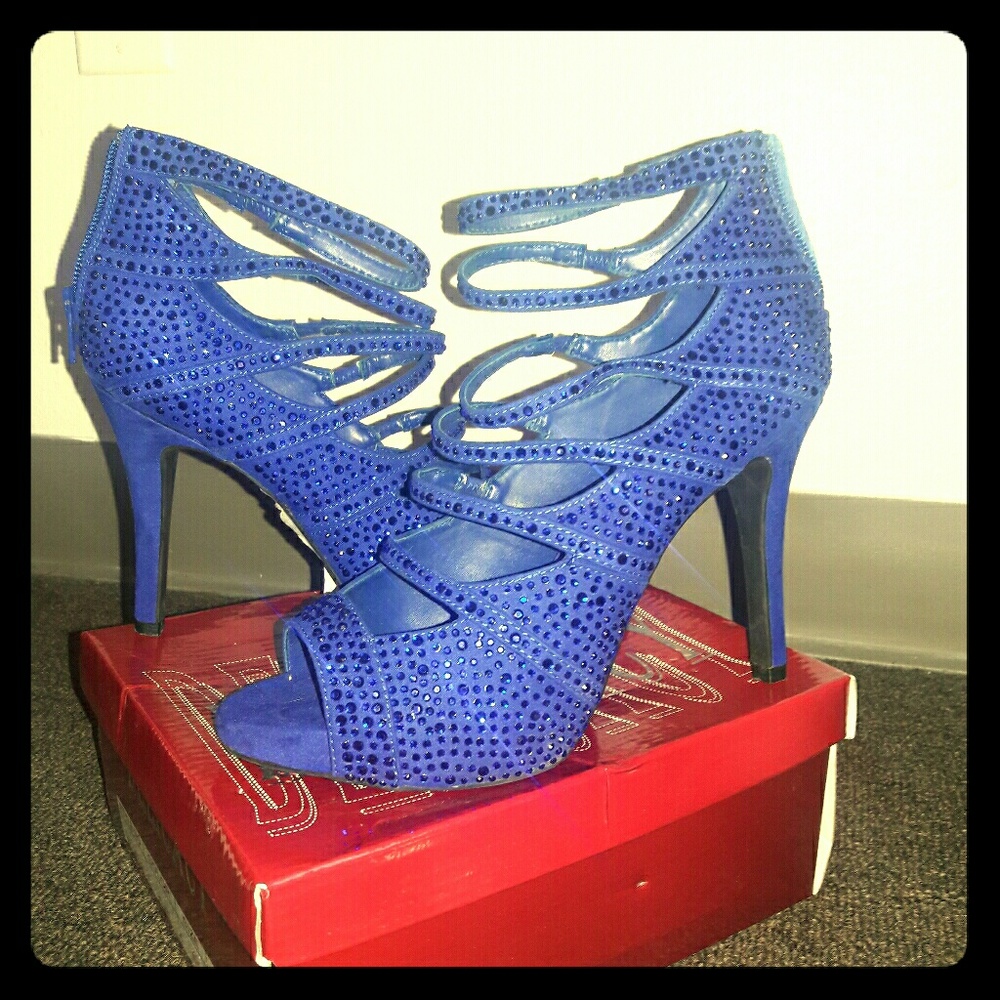 Blue studded heels
