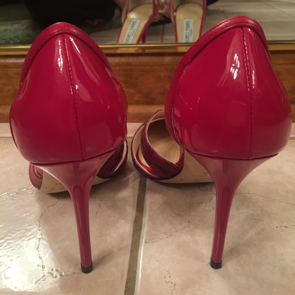 JIMMY CHOO PUMPS HOT PINK SNAKESKIN SIZE 38 - Picture 5 of 6