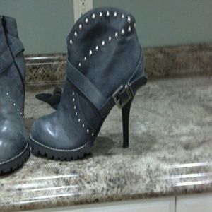 Grey studded bootie