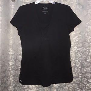 NrG by Barco black mock V-neck scrub top