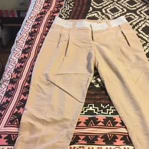 Tan silk summer pants