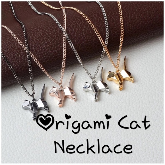🔴Origami Cat Silhouette Pendant Necklace - Picture 1 of 3