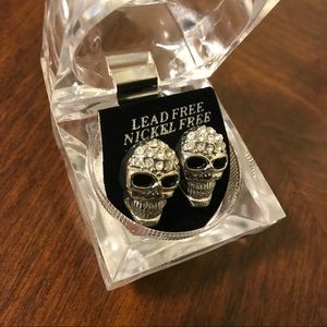 Hip Hop Bling Iced Out Skull Earring