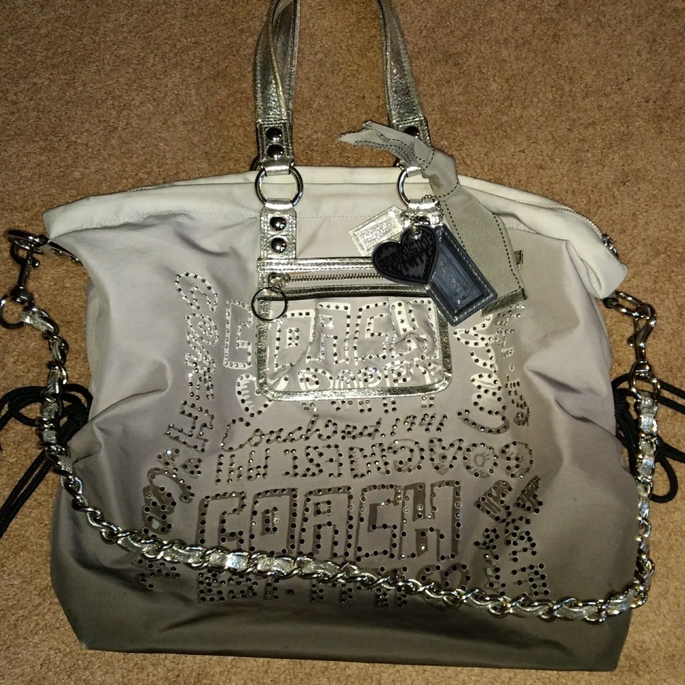 Coach Large Tote Beautiful Silver, Gray, and Black