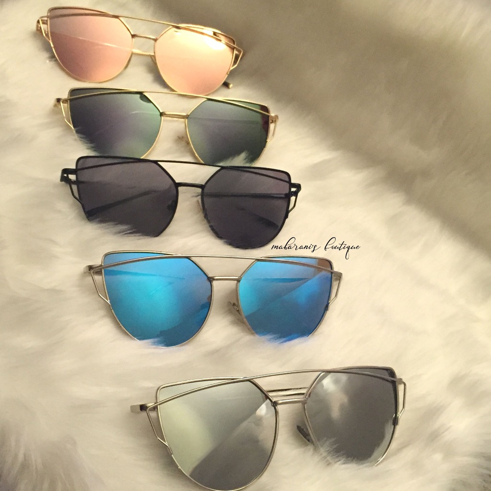 Sassy Mirrored Silver- Blue Sunglasses - Picture 3 of 5