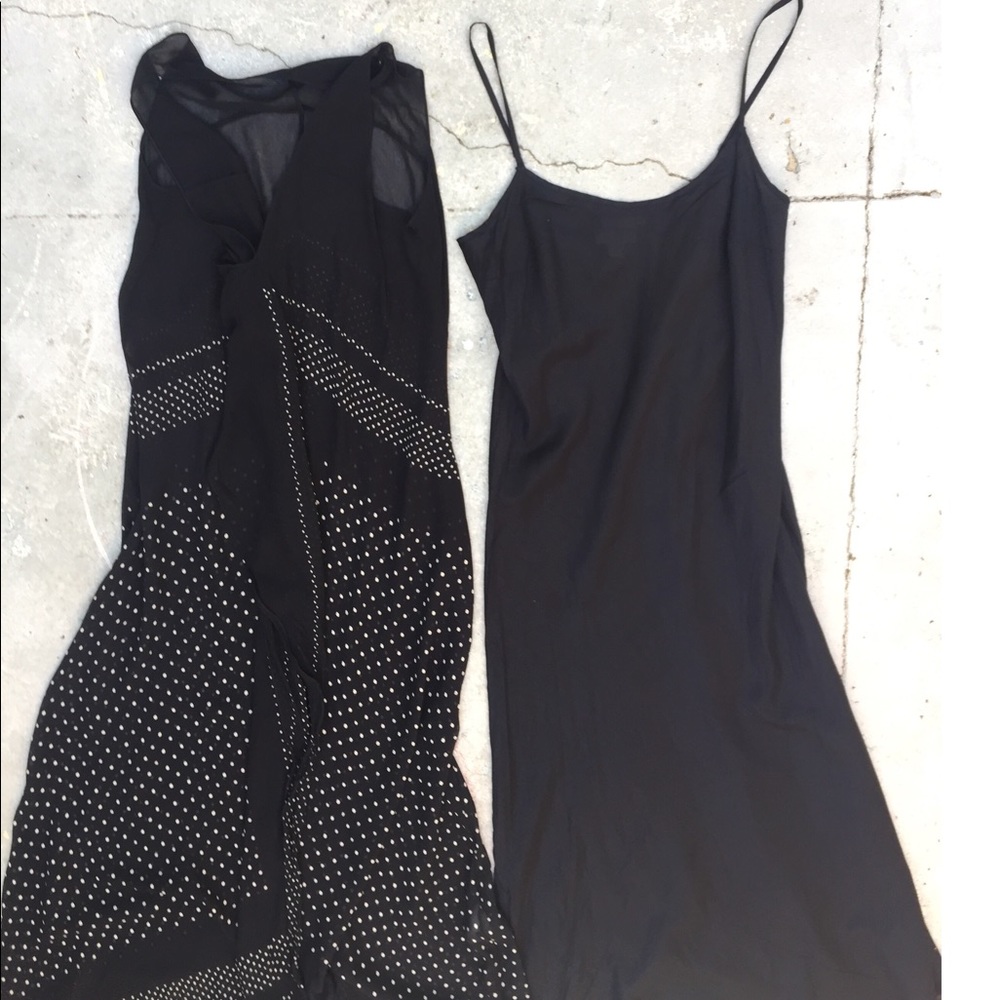 PUREdkny navy blue silk MIDI dress