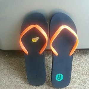 AERIE slipper orange straps and blue foam size 8