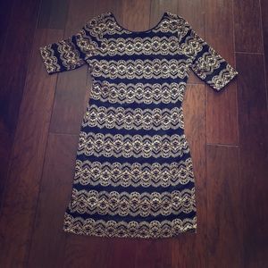 Gianni Bini black and gold dress size L