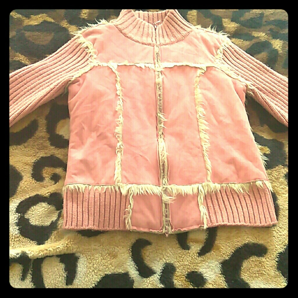 Pink double zip sweater