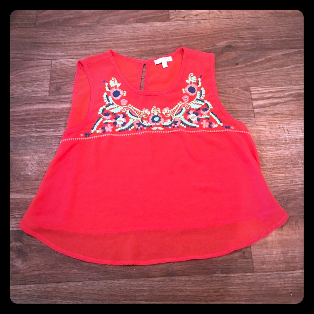 🔥🔥🔥 Neon Orange GB Floral Bell Cropped Top
