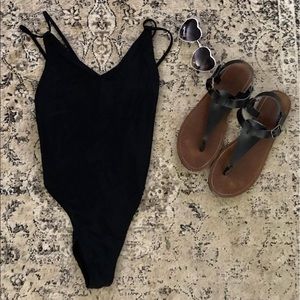 ASOS Cross Back High Leg Swimsuit