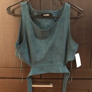 Sexy green suede crop top