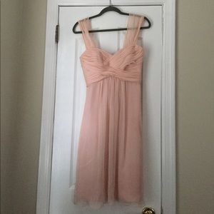Amsale blush bridesmaid dress
