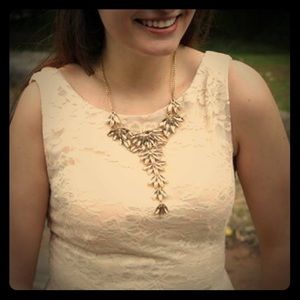 Egg shell above knee dress, lace, low back.