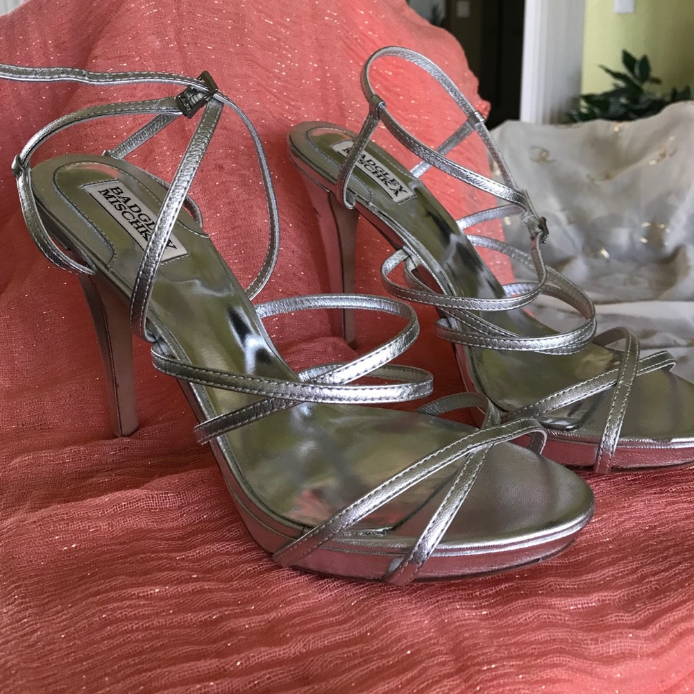 Badgley Mischka Silver Platforms