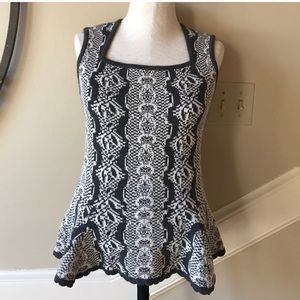 Cabi Gray and White Peplum XS