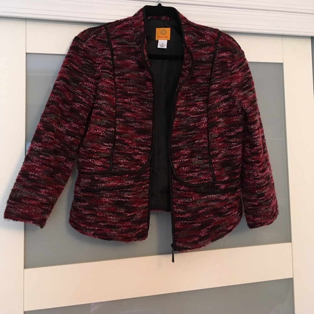 Blazer jacket faux leather trim