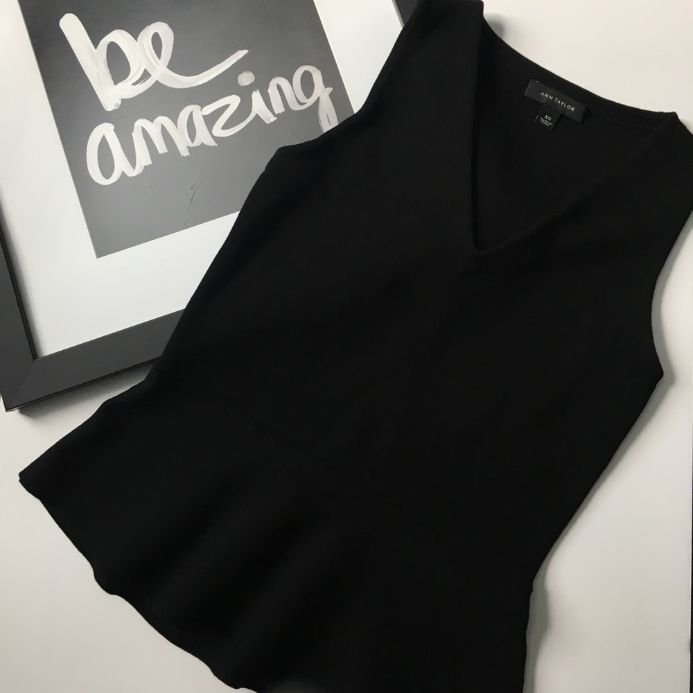 Ann Taylor Sleeveless V-neck Peplum Top