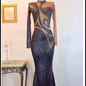 Elegant black and silver glitter gown