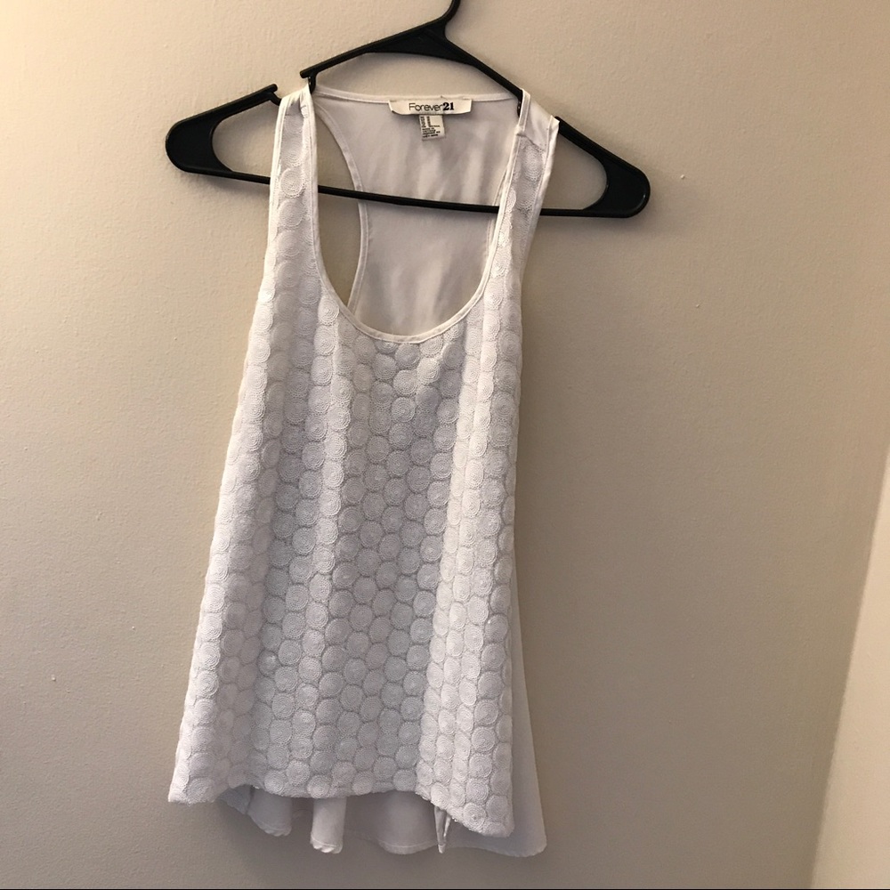 🍥 White Sequined Racerback Top🍥