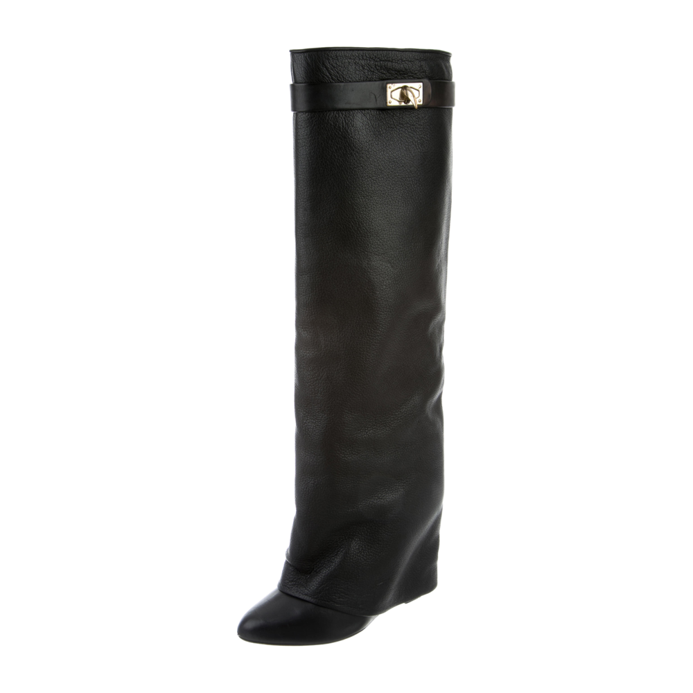 GIVENCHY SHARK LOCK FOLD-OVER BOOTS Black