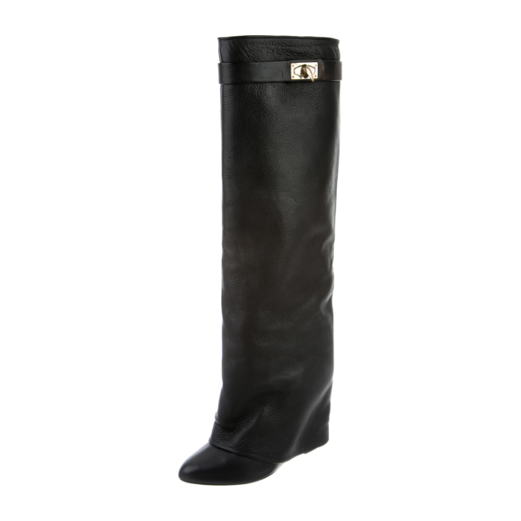 GIVENCHY SHARK LOCK FOLD-OVER BOOTS Black - Picture 1 of 8