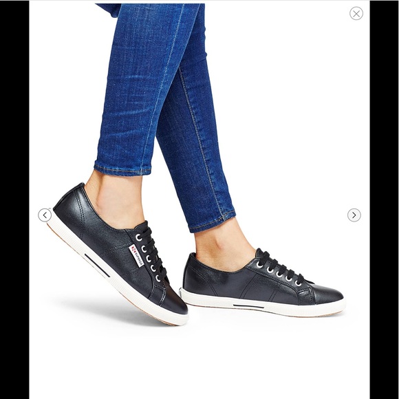 Superga Shoes - Superga black vegan leather size 8 NIB