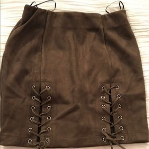 Brown suede lace up skirt, Australian size 10